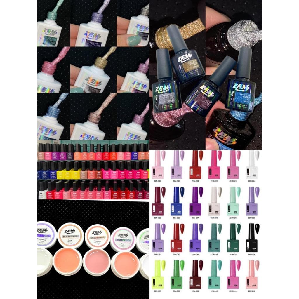 linhas c/4 de esmalte + gel zem ( 1 refletivo/ 1 magnético / 1 esmalte 0586/1 esmalte 0384)