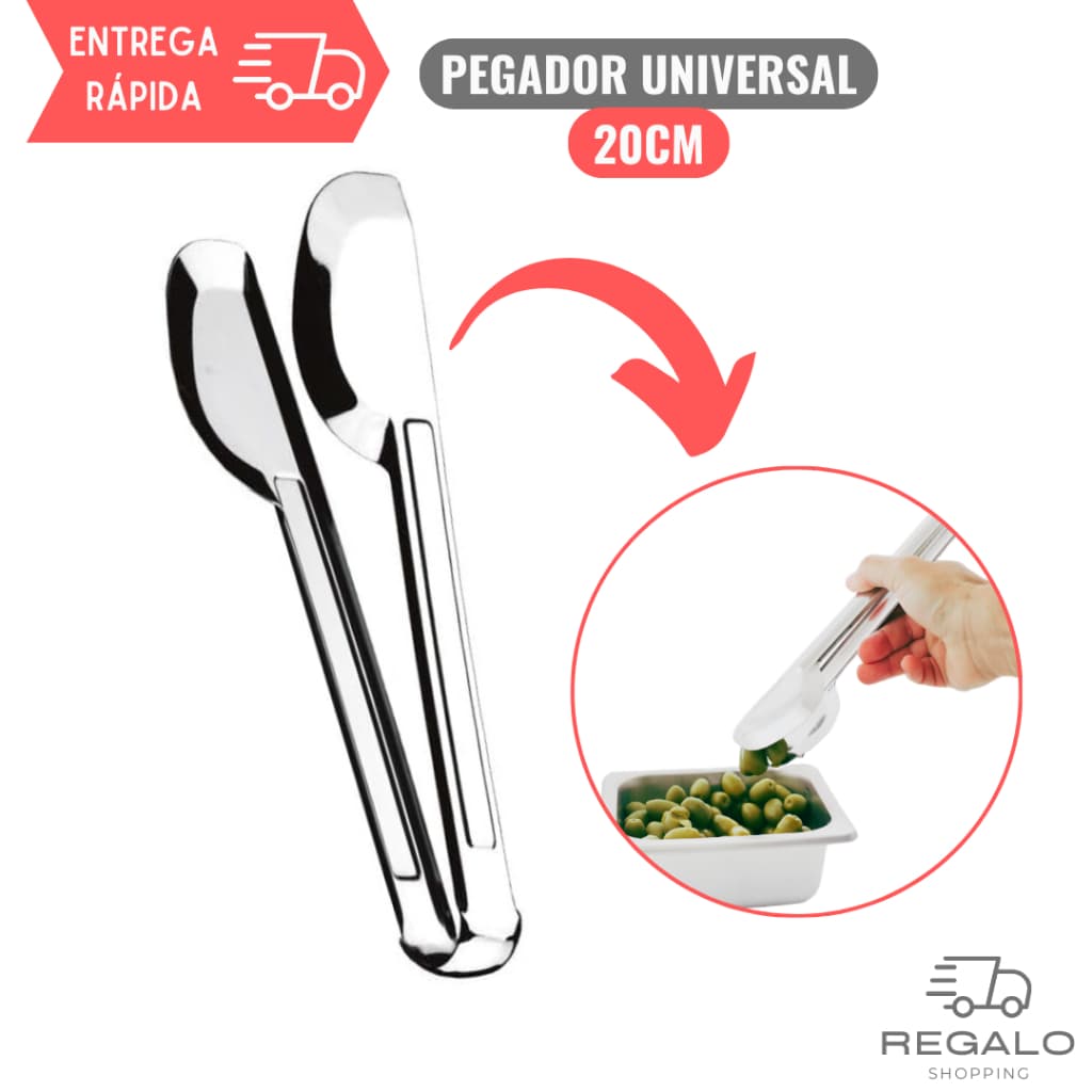 Pegador Universal de Aço Inox para Massa Carne Petisco Salame Salada Churrasco