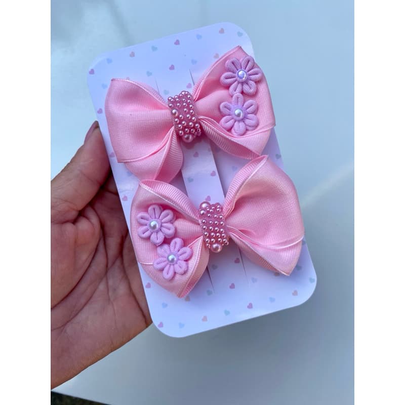 Parzinho de laço  para menina, Para de laço para cabelo menina no bico de pato