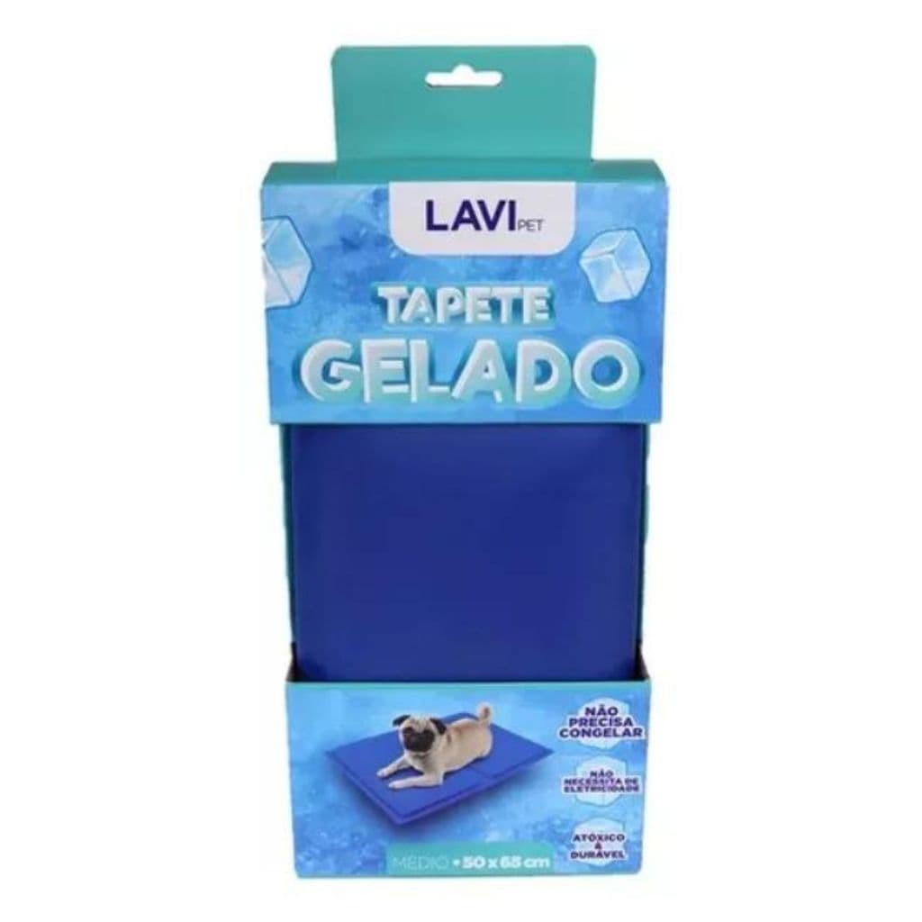 Tapete Gelado Lavipet Para Cachorro Pet 65x50cm Medio  Azul