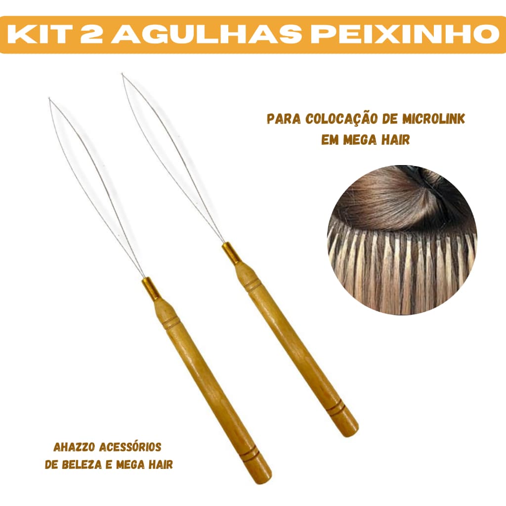 Kit 2 Agulhas Peixinho Para Aplicação Microlink em Mega Hair