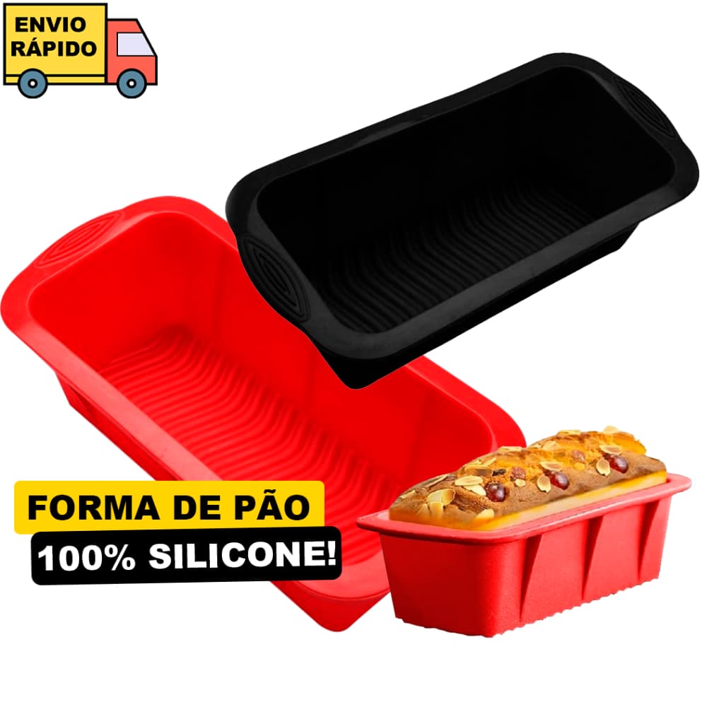 Forma De Pão De Silicone Assadeira Para Bolos De Silicone Retangular Antiaderente 25cm
