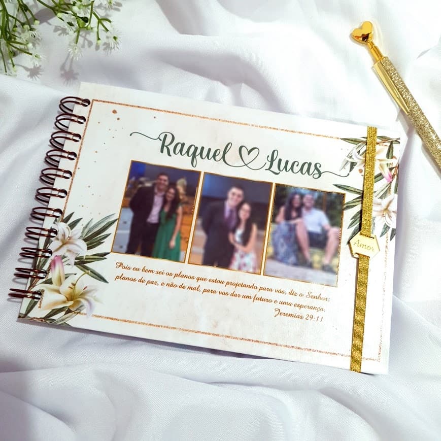 Livro de mensagens, assinaturas, memórias ideal para casamento, chá de panela ou chá de casa nova