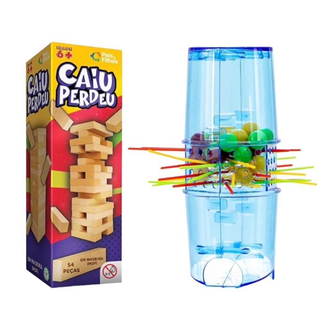 Jogo Caiu Perdeu Torre Maluca De Equilíbrio Divertida Coordenação pais e filhos e Pega Vareta