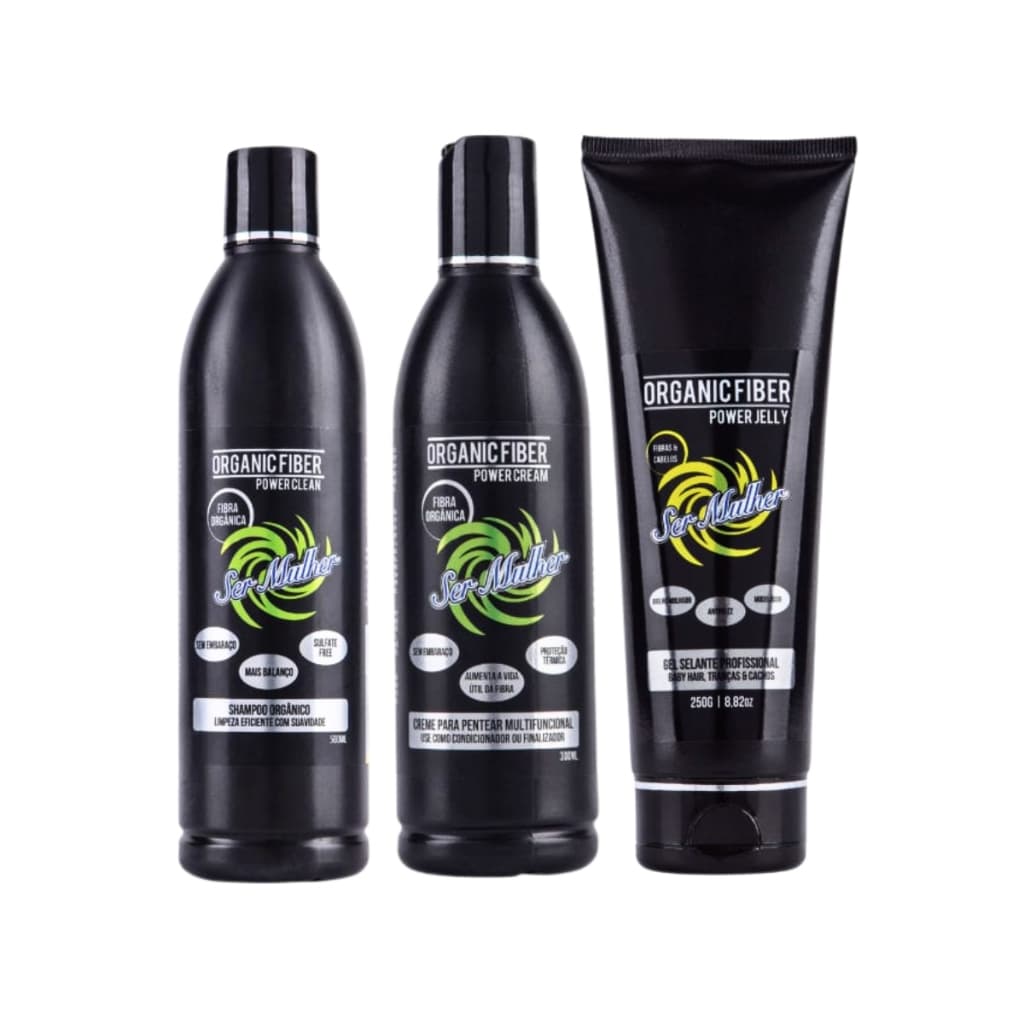 Kit Shampoo Creme e Gel Selante Para Cabelo Orgânico Ser Mulher
