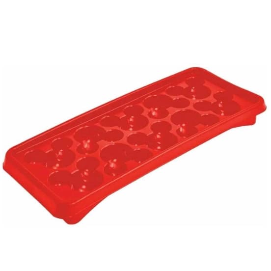 Forma para Gelo ou Chocolate com 10 espaço em Plástico Mickey Mouse - Plasutil Vermelha/Preta