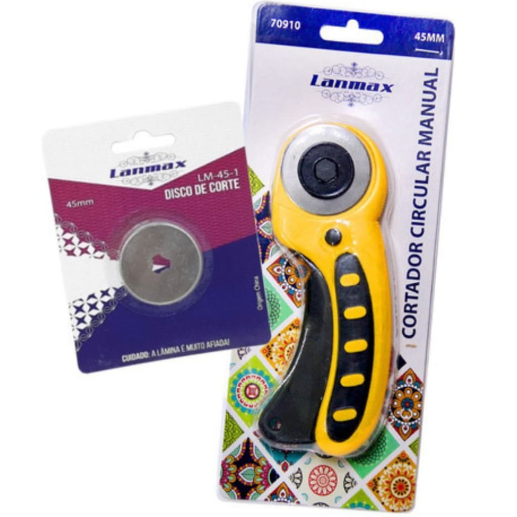 Cortador 45mm Circular + Lamina Extra Patchwork Tecido Manual Artesanato Lanmax Lamina Para Corte