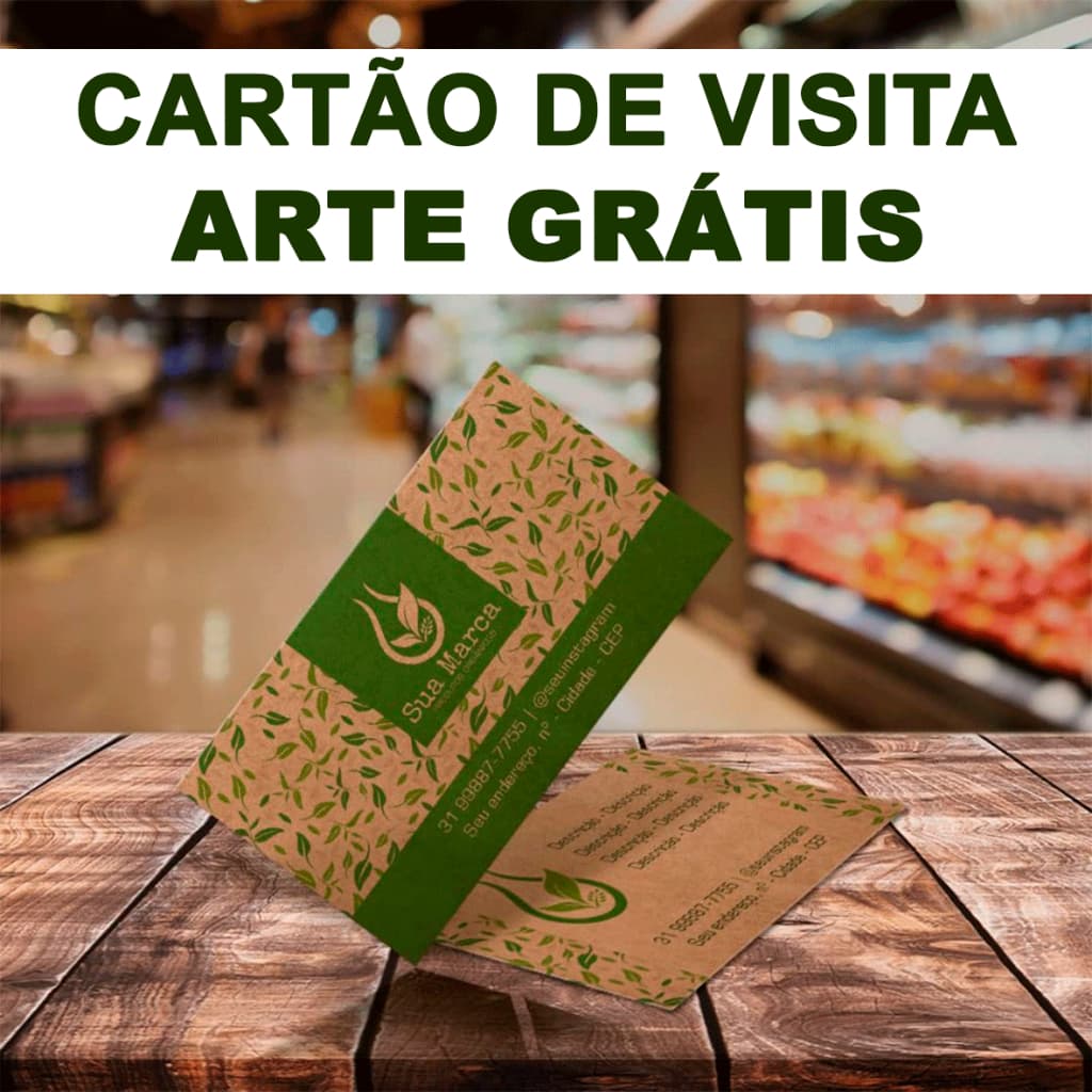 CARTÃO DE VISITA PERSONALIZADO 100 UNIDADES KRAFT COLORIDO