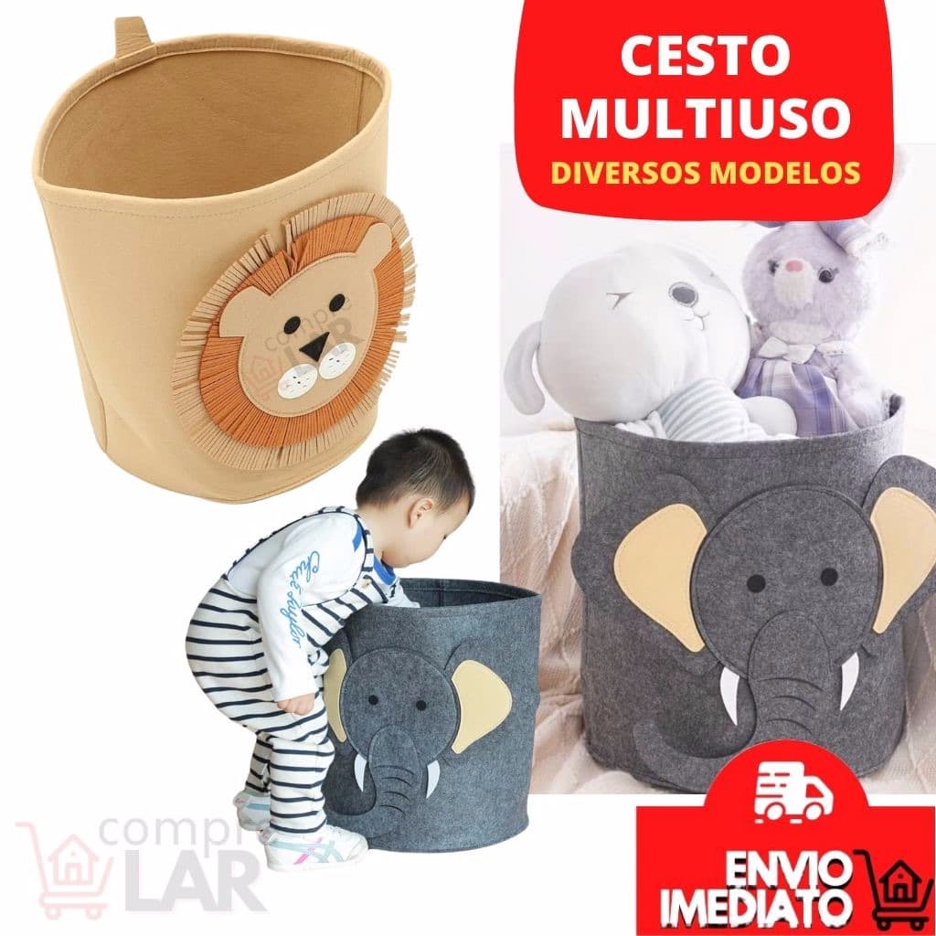 Cesto Organizador Infantil Bichinhos Animais Quarto de Criança Armazenador de Brinquedo Decoração Dobrável