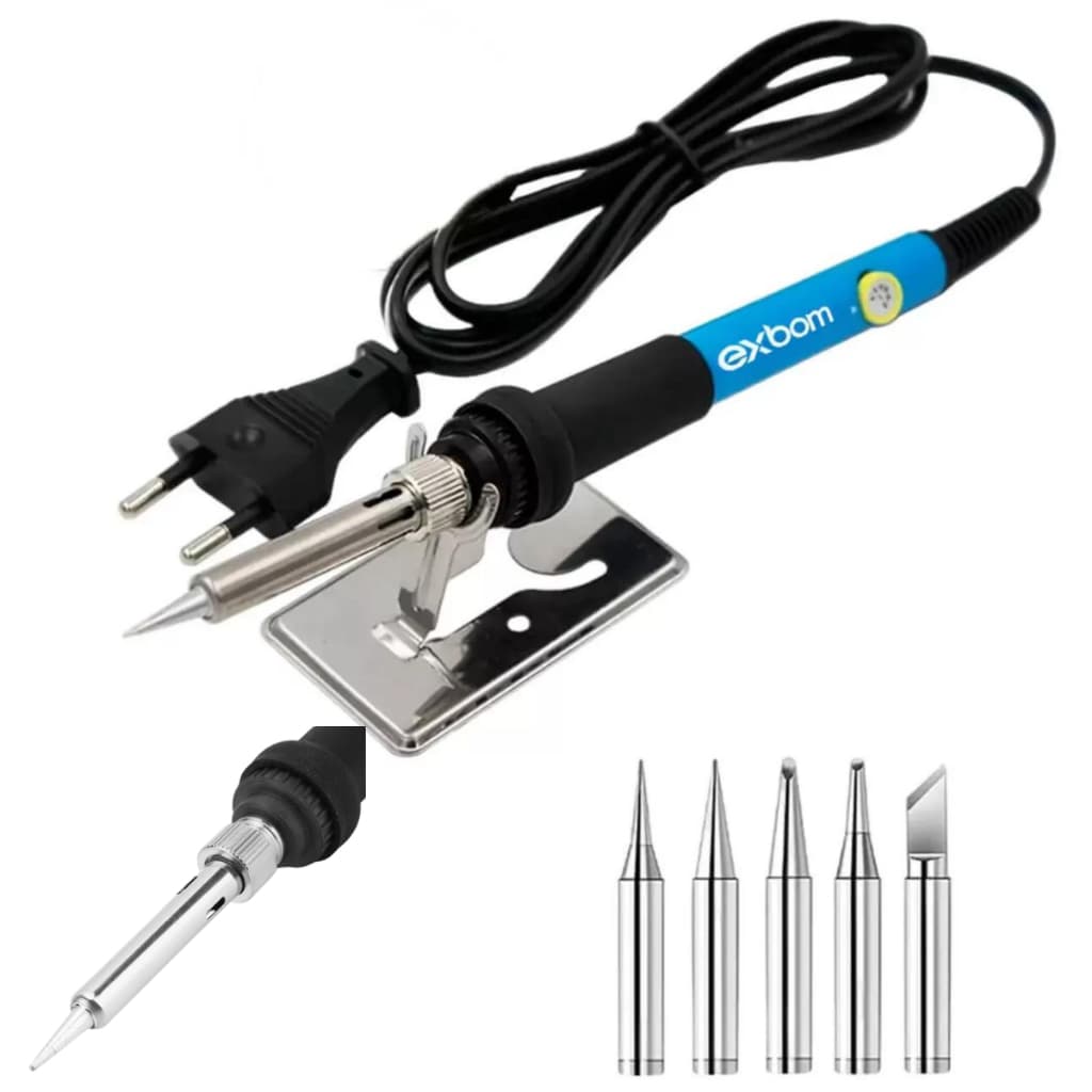 Ferro de Solda  Exbom  220v 60W com Regulagem de Temperatura Profissional Ponteiras Metal