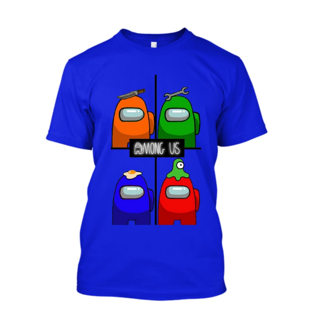 Camiseta-Camisa Among Us infantil e Adulto 100% Algodão Blusa unissex Varias estampas Blue Envio imediato