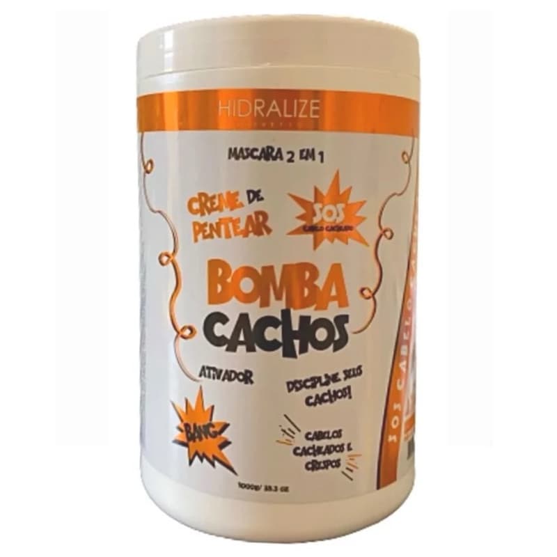 Creme de Pentear SOS Bomba Mascara 2 em 1 - Cachedos e Crespos - Hidralize 1kg
