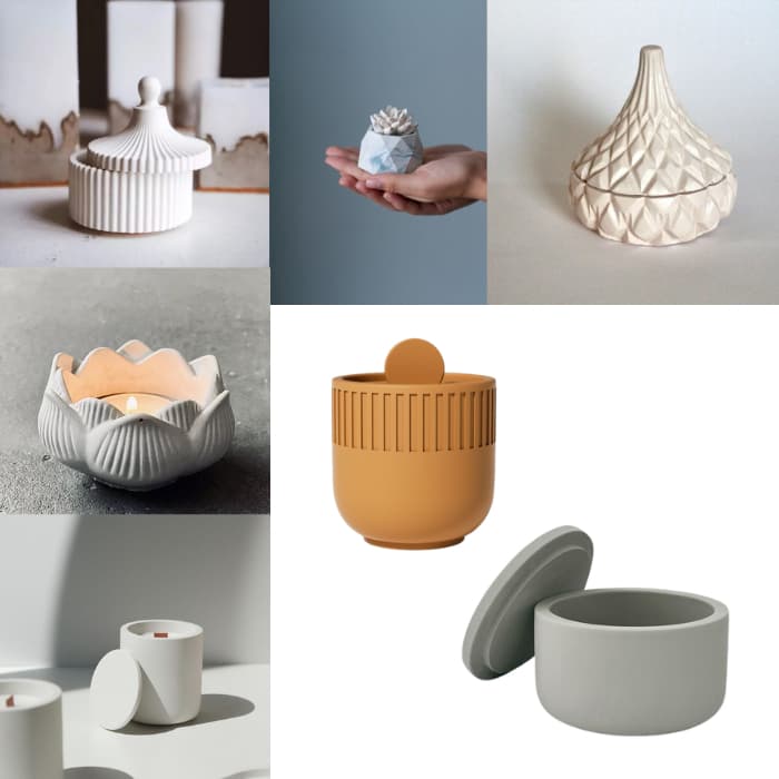 Molde Silicone Pote Para Vela Vaso Sabonete Decoração Varios Modelos Gesso Cimento Resina