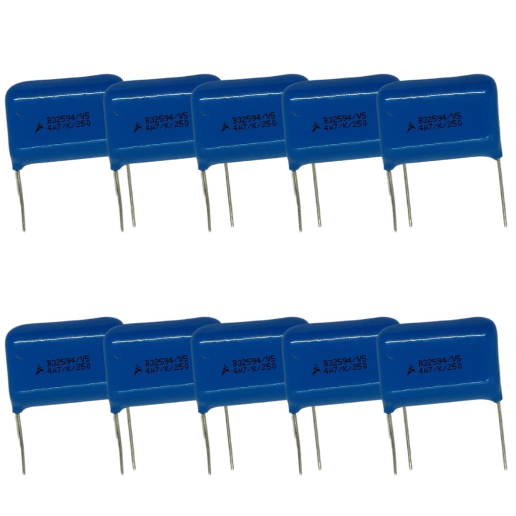Kit com 10 Peças Capacitor Poliester 4m7 X 250v Azul
