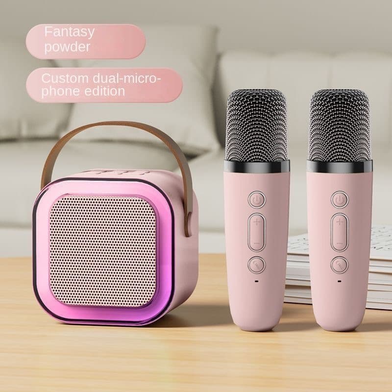Karaokê K12 Infantil com Microfone Sem Fio Caixa de Som Bluetooth LED Presente Criança