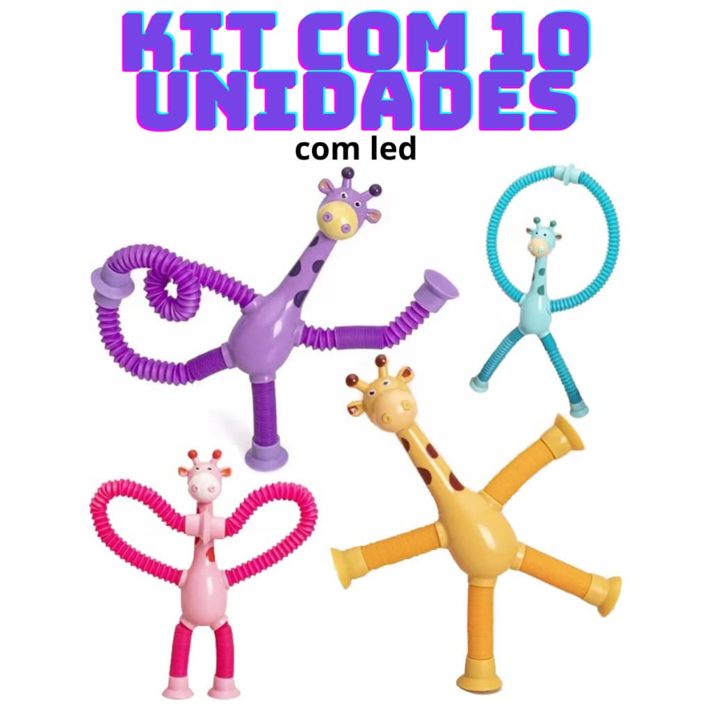 Kit com 10 Girafas Pop Tubo Led Com Ventosa