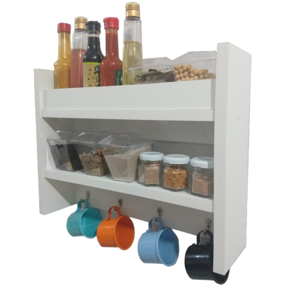 Armário de Cozinha Porta Tempero Nicho Prateleira em MDF Branco