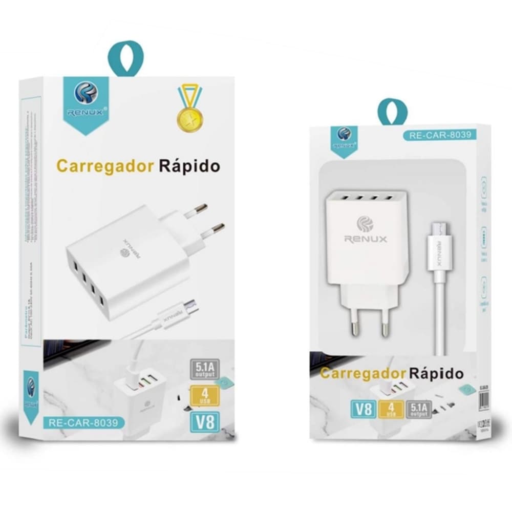 Carregador 4 Saídas Usb Fonte Universal Bivolt Tomada Rápido Original