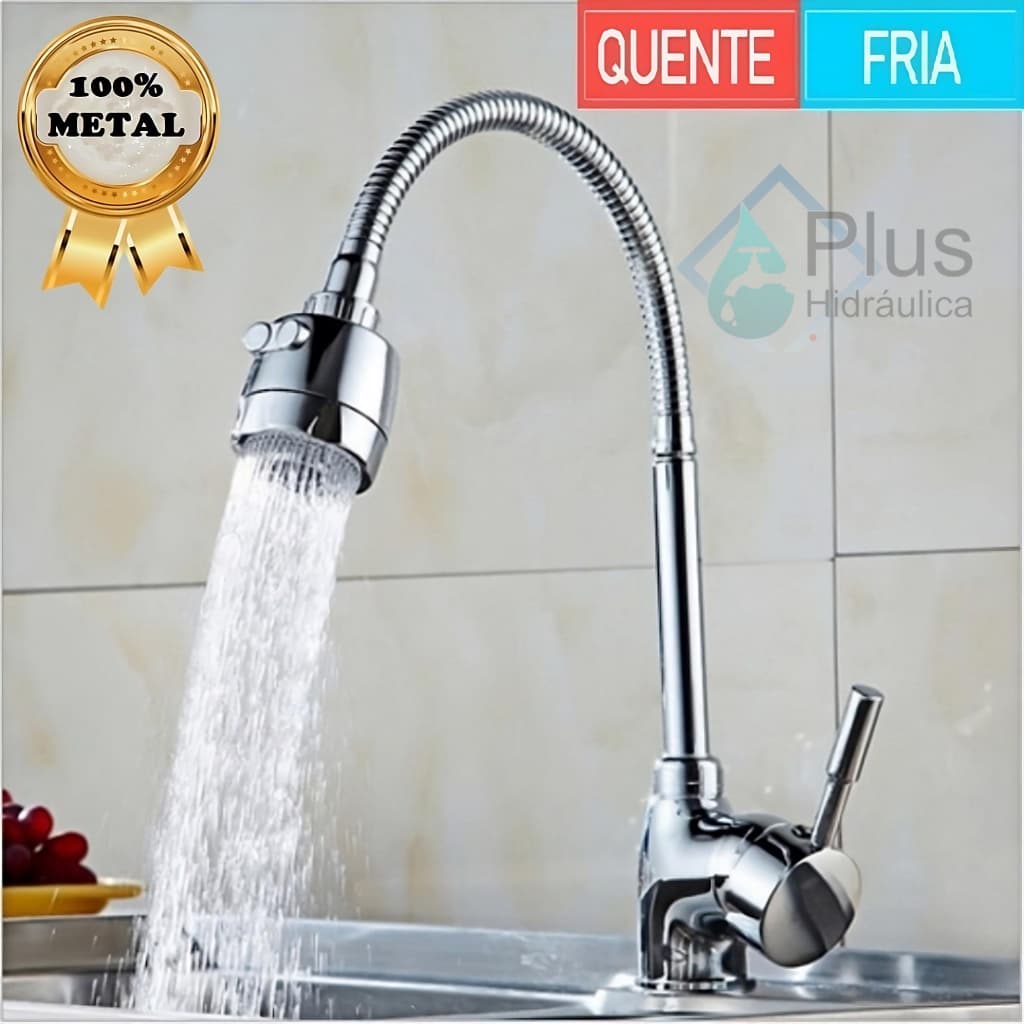 Torneira Inox Monocomando Flexível Gourmet - Para Bancada