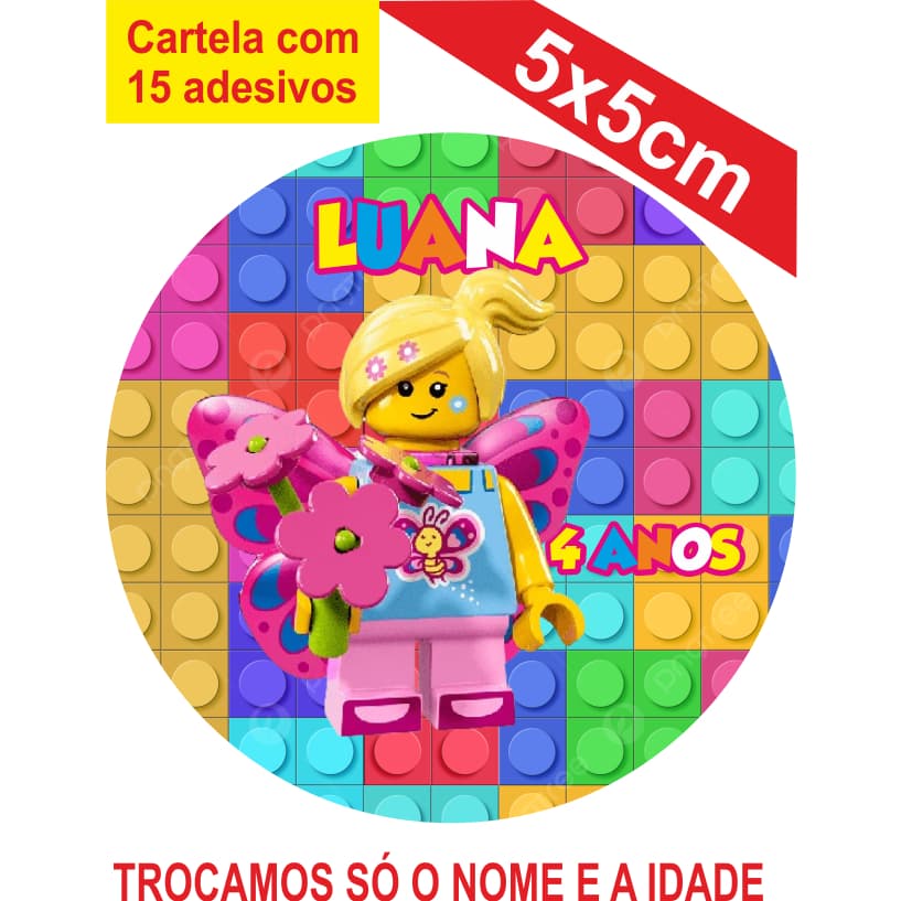 Adesivos Lego Personalizados 5x5cm Festa Aniversário Lembrancinha