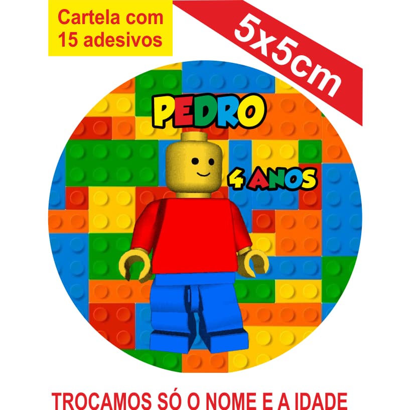 Adesivos Lego Personalizados  5x5cm Festa Aniversário Lembrancinha