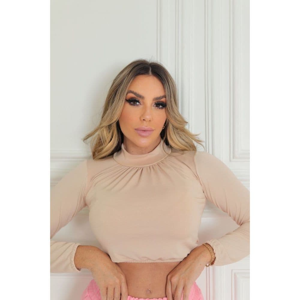 CROPPED FEMININO MANGA LONGA GOLA SEM BOJO