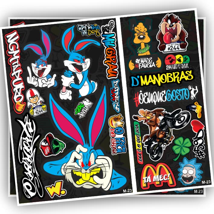 Cartela de adesivo Bike Carro Moto Capacete impreshow - 25 adesivos - M23