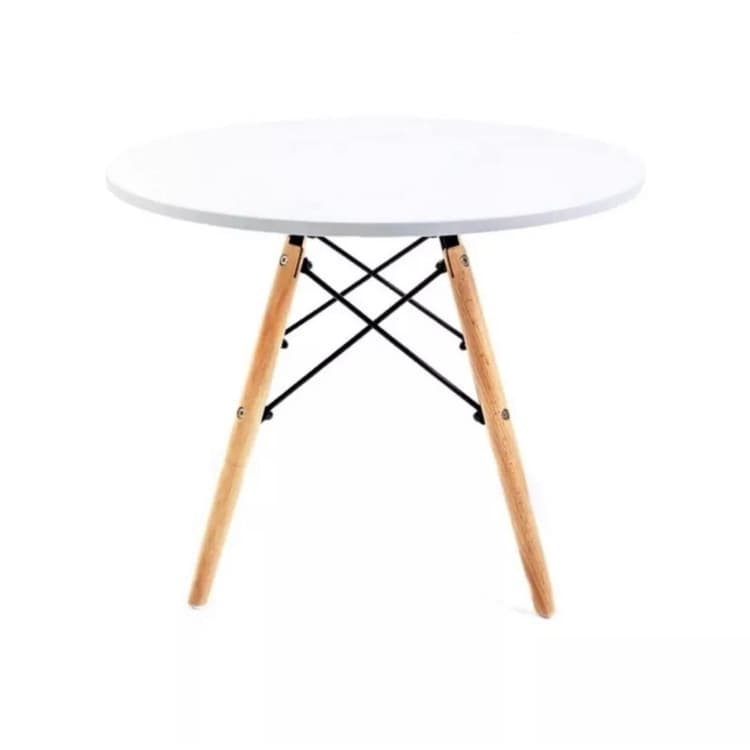 Mesa Eames Eiffel infantil base madeira 60cm Branca