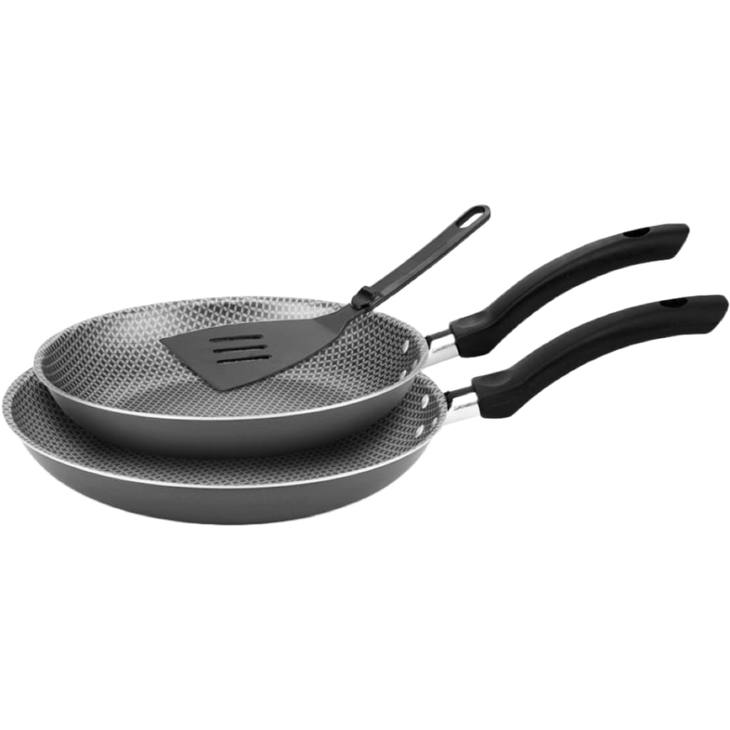 2 Frigideiras Antiaderentes Alegrete Enjoy Franc Cinza 18/20 C/ Espatula Panquequeira Tapioqueira