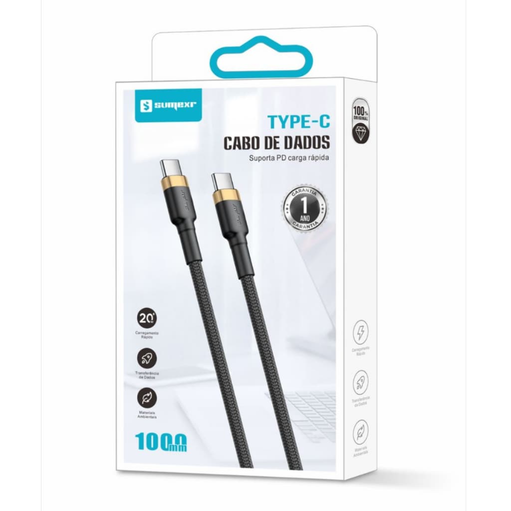 Cabo Carregador 1m Turbo 20w Tipo-c/Tipo-c Para Samsung Smartphone