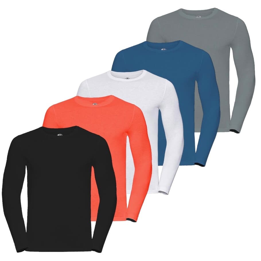 Kit 5 Camisa Masculina Camiseta Manga Longa Comprida Básica Malha Fria