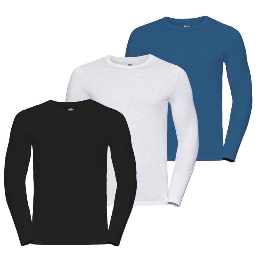 Kit 3 Camisetas Manga Longa Comprida Camisa Masculina Básica Sim