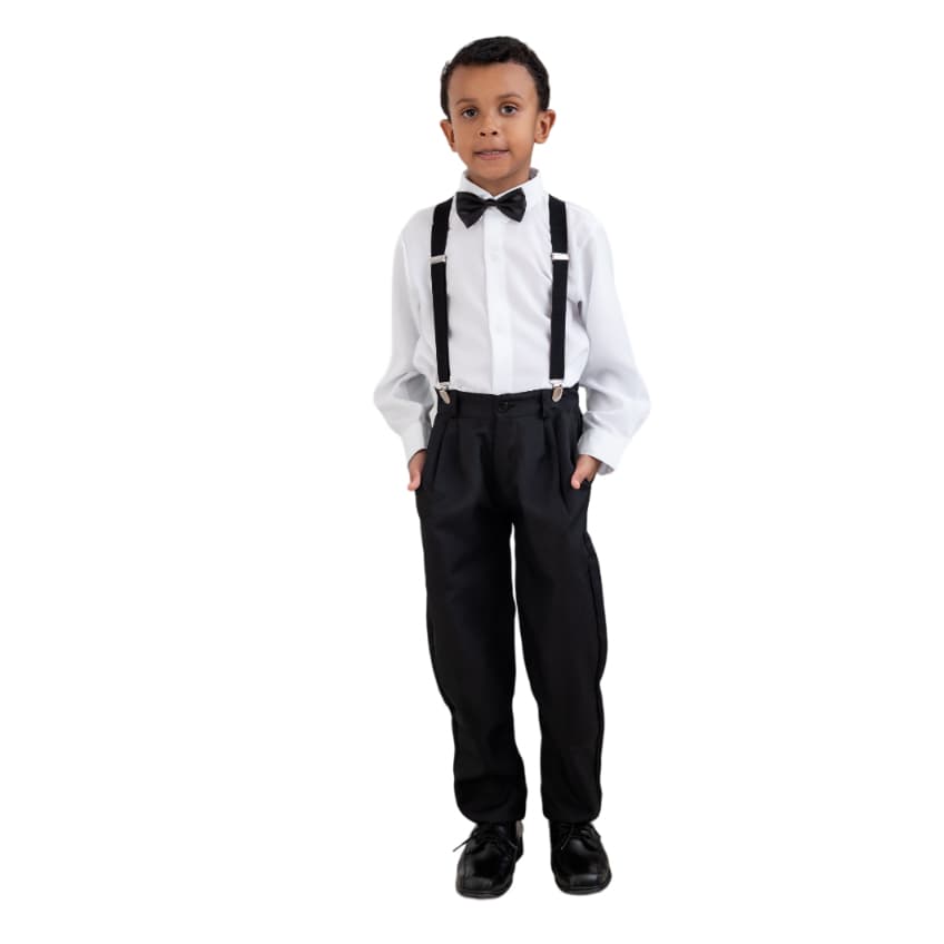 Conjunto Social Infantil Suspensório Menino Pajem Casamento