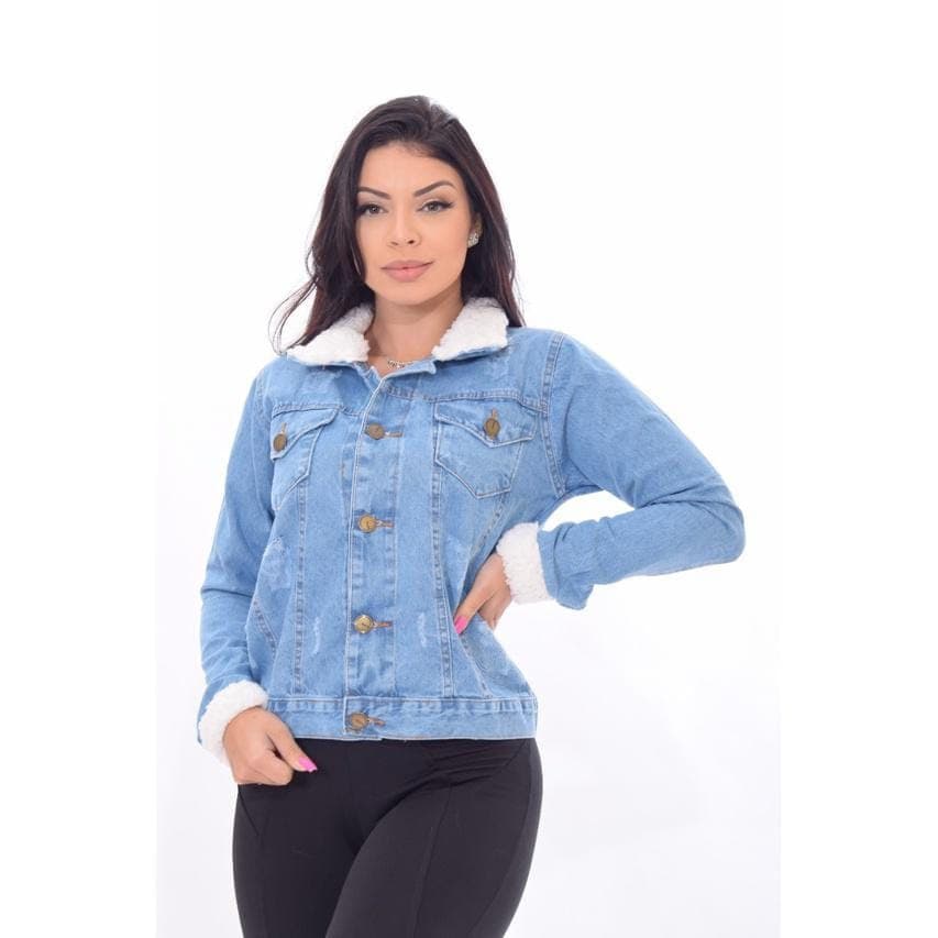 JAQUETA JEANS FEMININA JAQUETA PELINHO Manga Longa Casaco, Parca, Parka, Atacado, Varejo, Revenda, Outono, Inverno