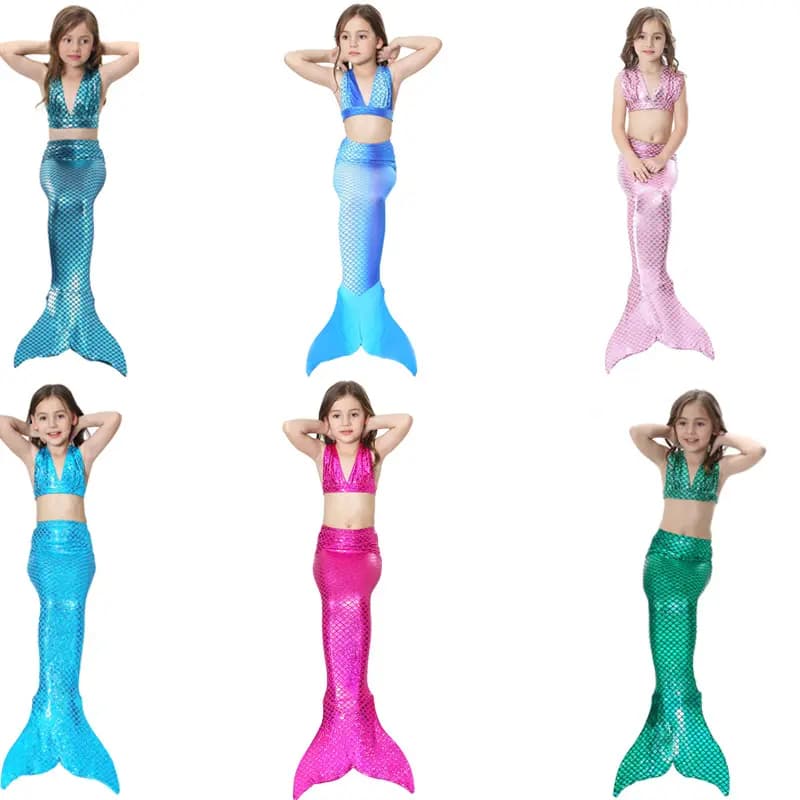 Conjunto Fantasia Princesa Sereia 3 Peças Biquini + Calda Cores Diversas