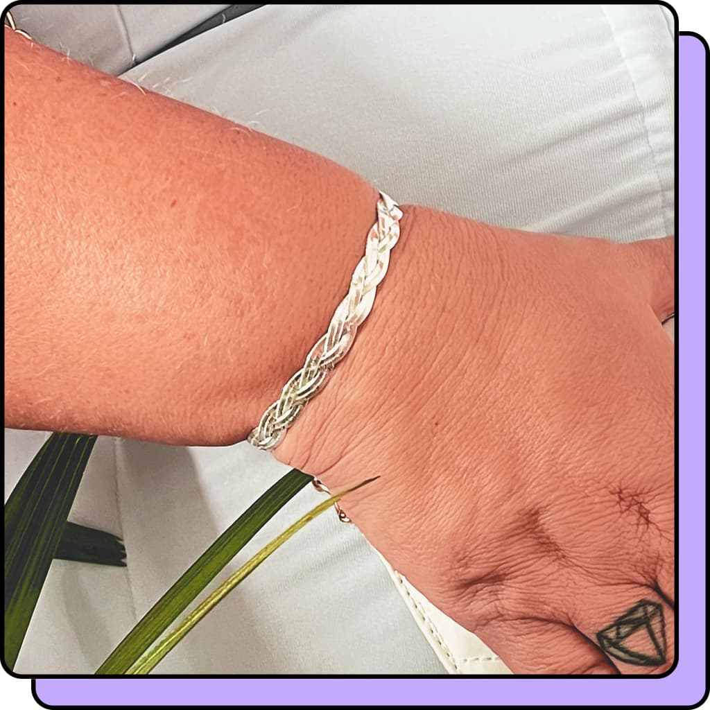 Pulseira Prata 925 Trançada 3 Fios Pulseiras Feminina