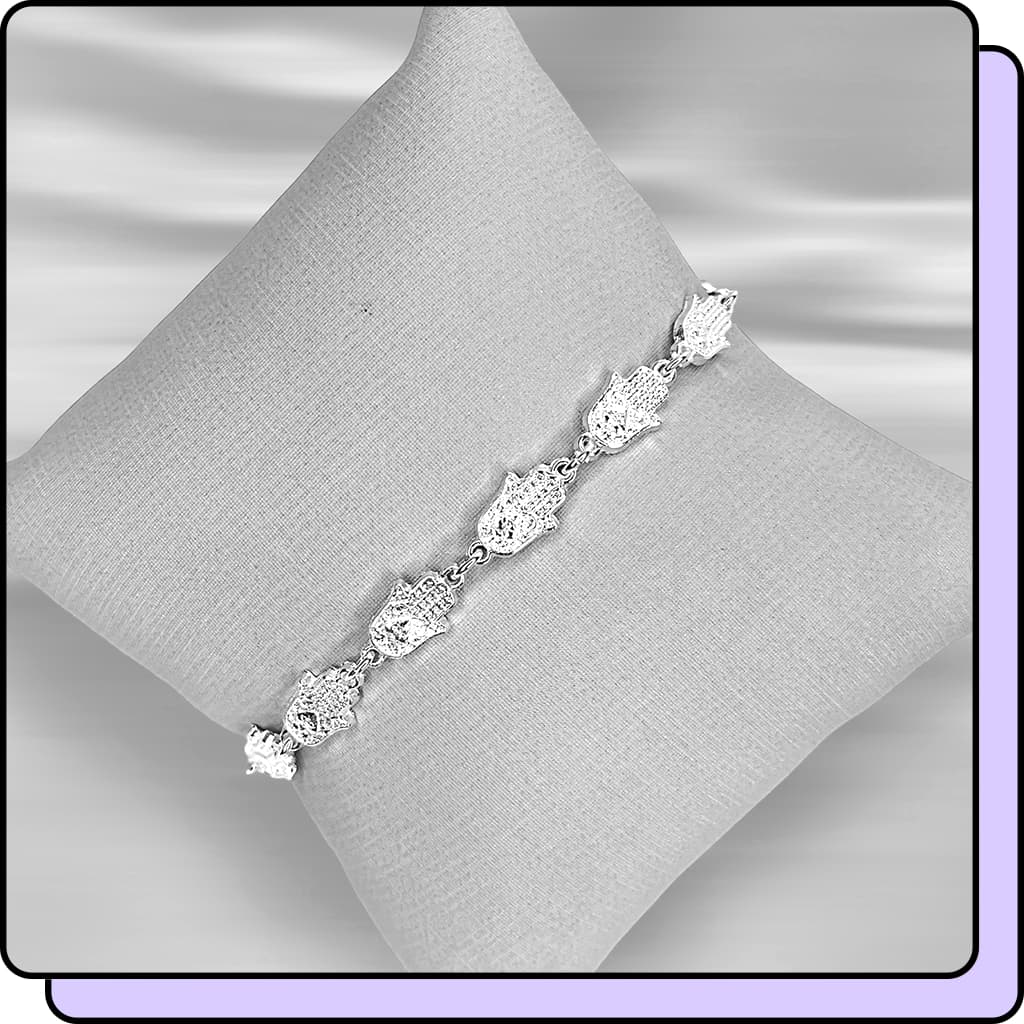 Pulseira Prata 925 Mão de Fatima Pulseiras Feminina Banhadas