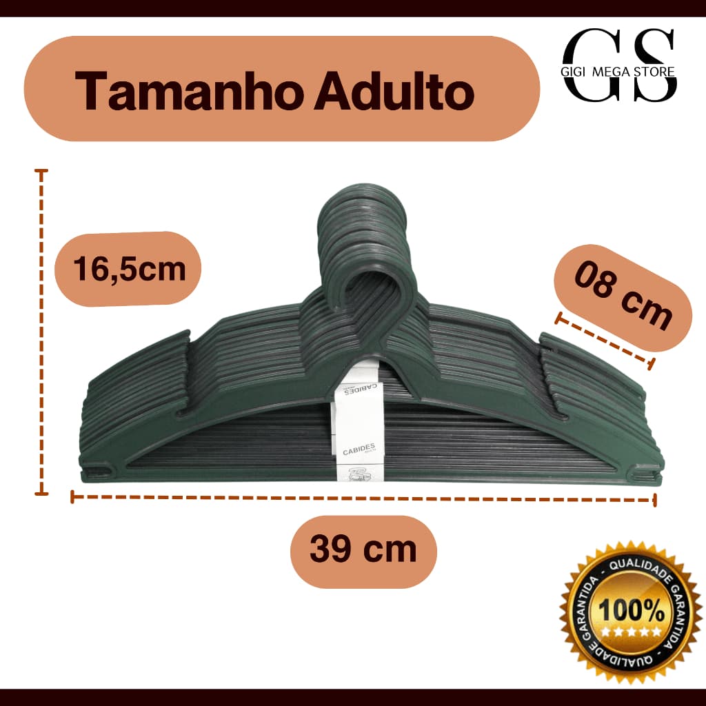 Cabide Reforçado Adulto Preto kit 100 Cabides Reforçado Organizar Roupas