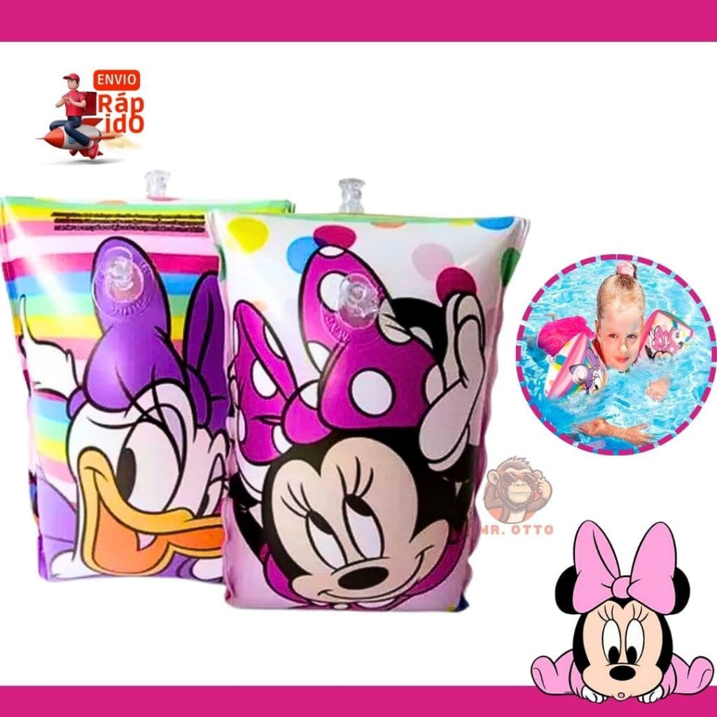 Boia de Braço Inflável Infantil Minnie Até 20Kg Para Piscina Praia Diversão Disney 18cm x 14cm