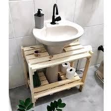 Armario de banheiro para pia de coluna C/ 2 Prateleiras 60x50x30 estante rack Organizador banheiro~cozinha~madeira pinus