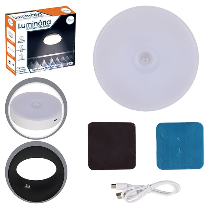 Luminária Adesiva Lâmpada Led Sem Fio e Sensor de Presença