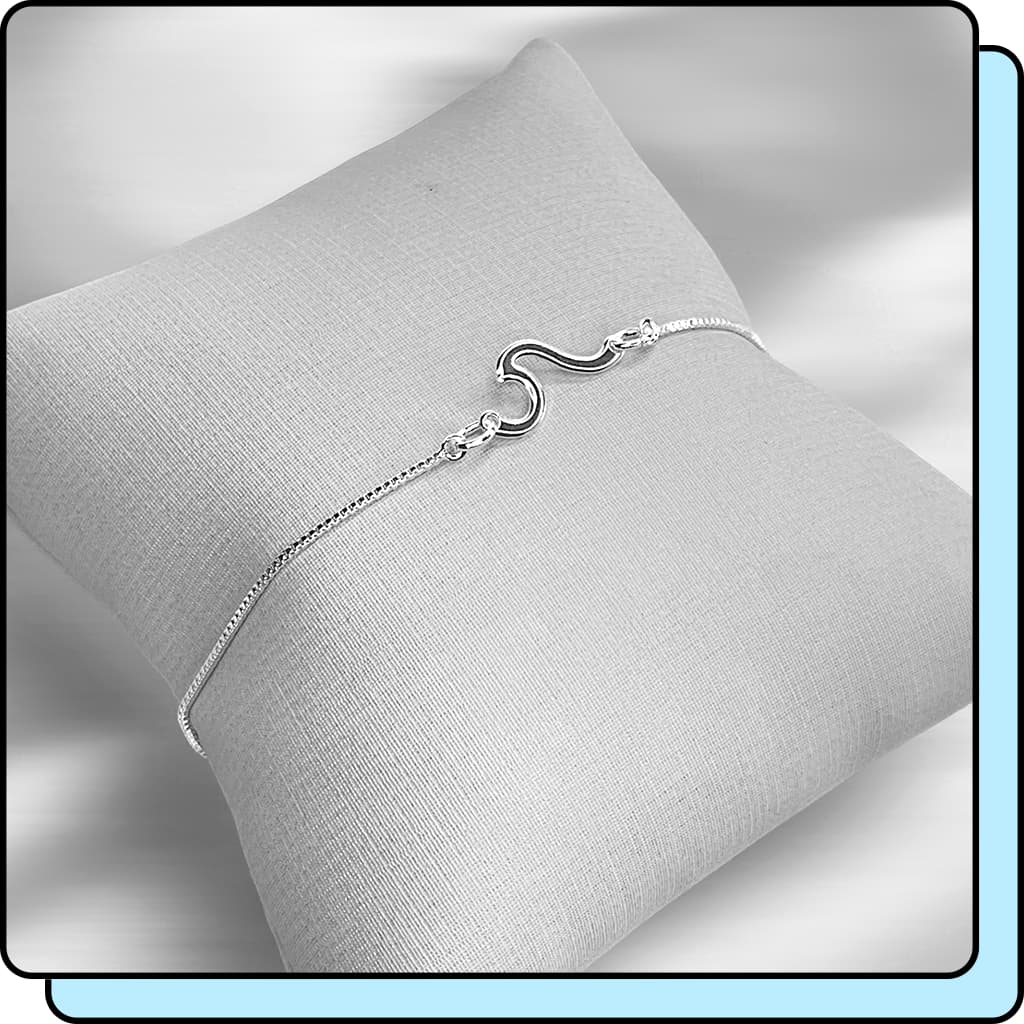 Pulseira Prata 925 Onda Pulseiras Feminina Banhada Beira-Mar