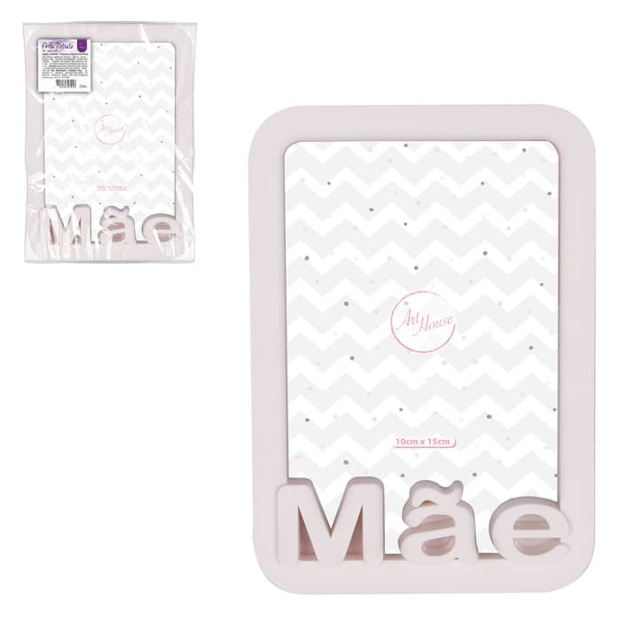 Porta Retrato Fotos Mãe Moldura de Amor De Mãe 10x15 Dia das Mães Presente de Decoração - Branco e Vermelho