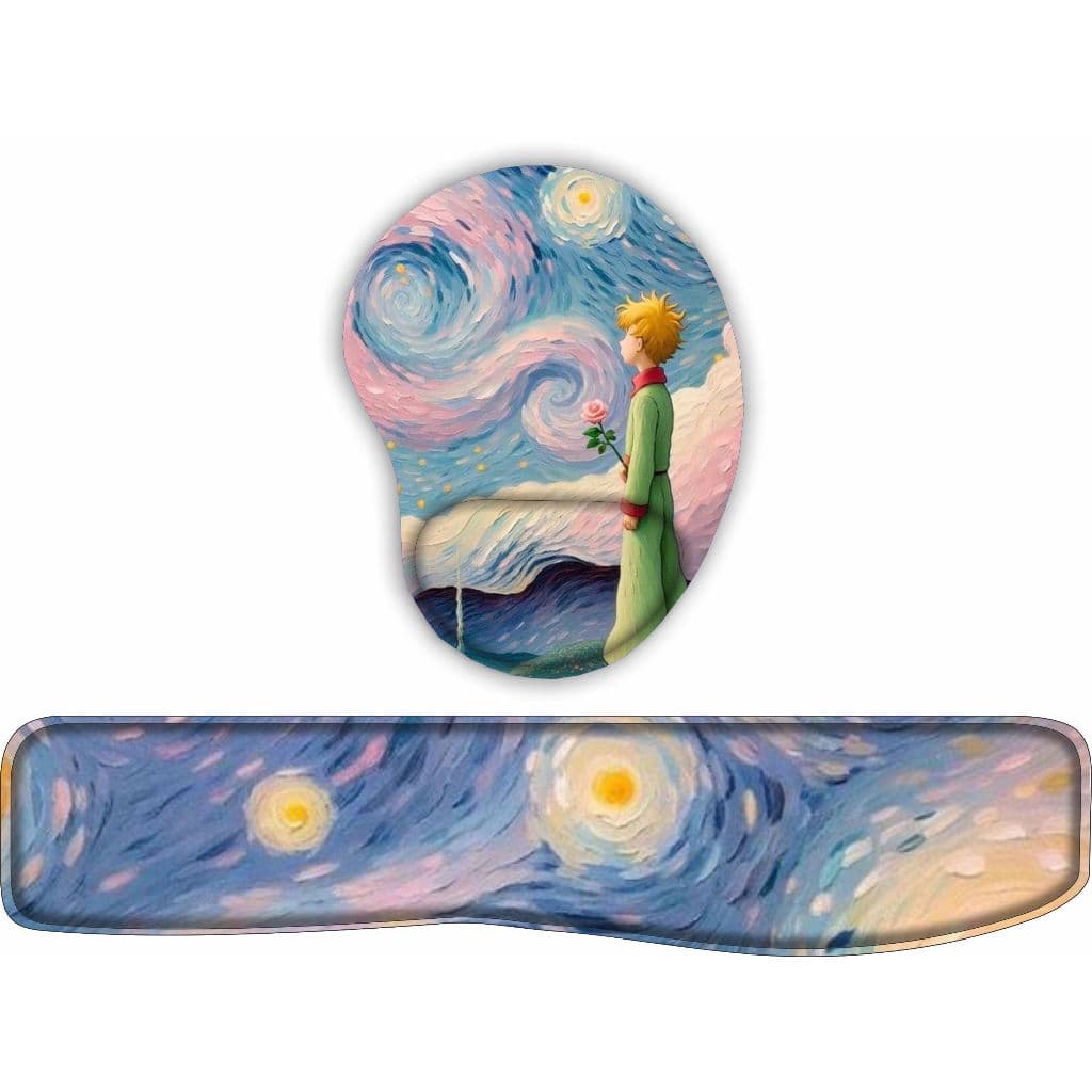 Kit Mouse Pad + Apoio de teclado Pequeno Principe Pinturas A02