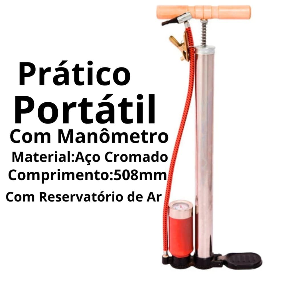 Bomba De Ar Manual Com Medidor 150 Psi Pneu Moto Bike Carro