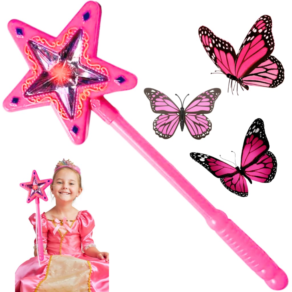 Varinha Mágica Infantil Com Luz E Som Fada Princesa Fantasia brinquedo