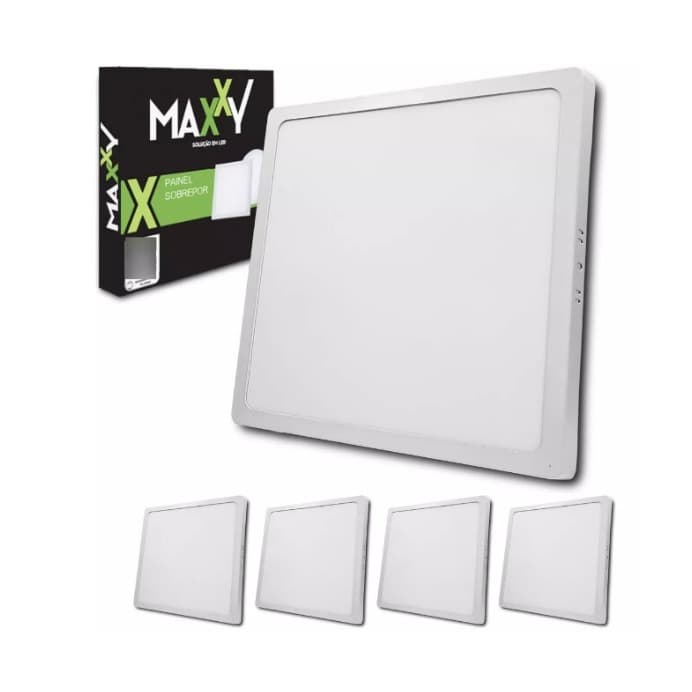 Kit 5 Painéis Plafon Sobrepor Led 24w QUADRADO Neutro 4000K ALUMÍNIO E POLICARBONATO