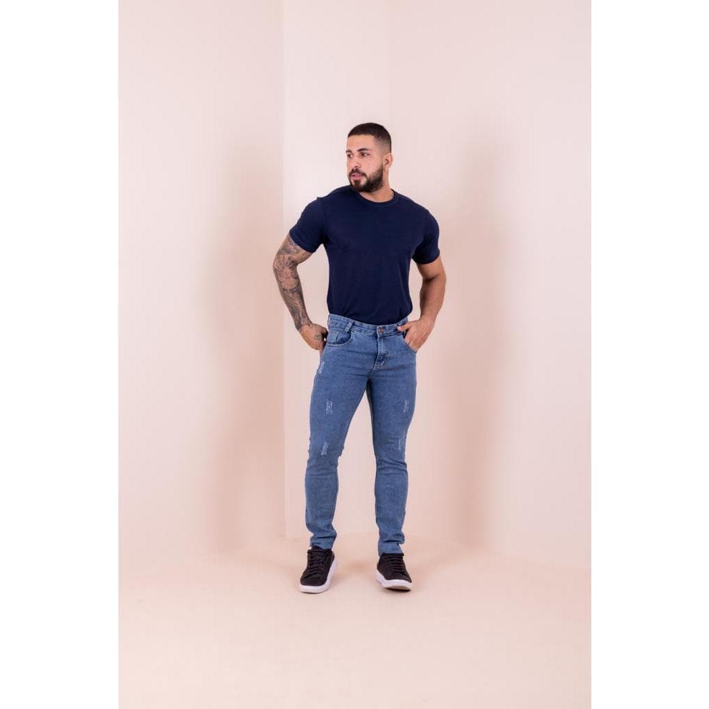 Calça Header Jeans Masculina Preto Skinny Elastano Lycra Branco Promoção