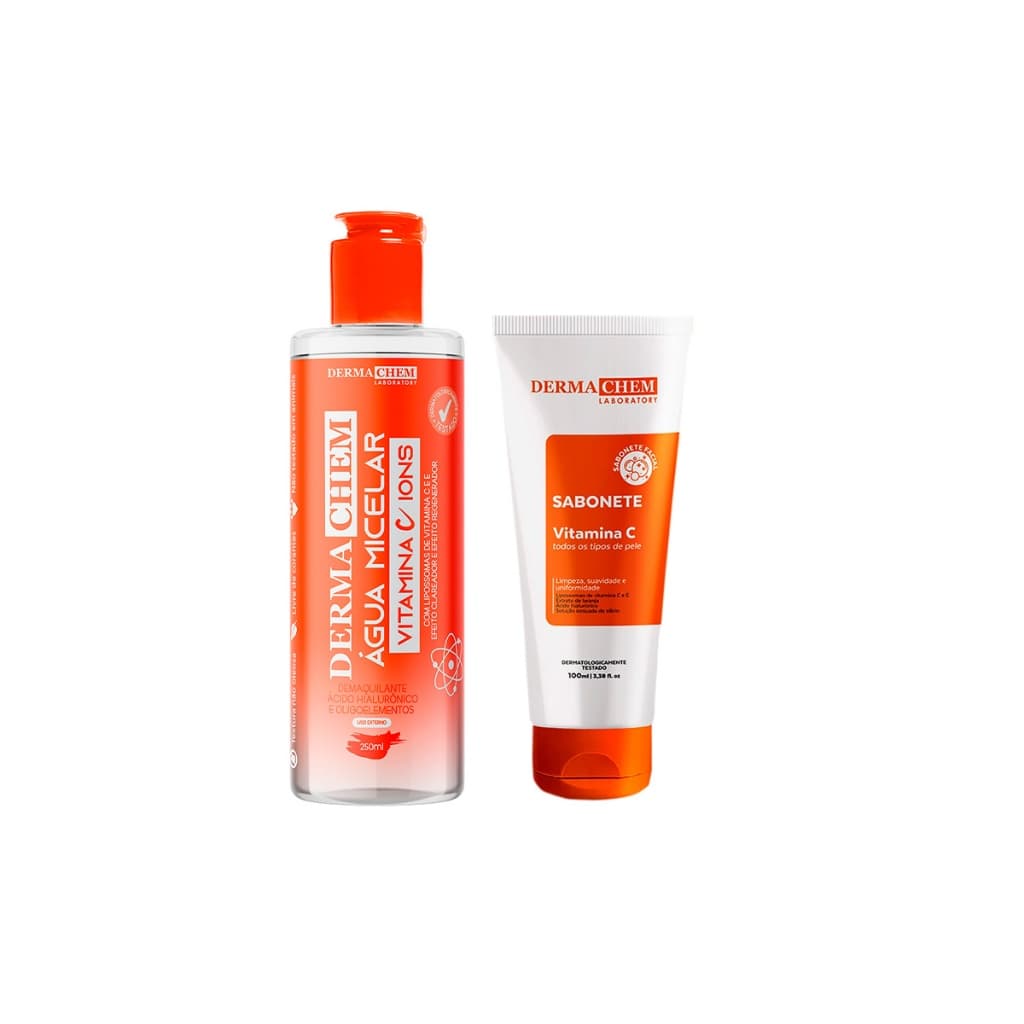 Dermachem Kit 2un - 1un Sabonete Facial Vitamina C + 1un Água Micelar Vitamina C