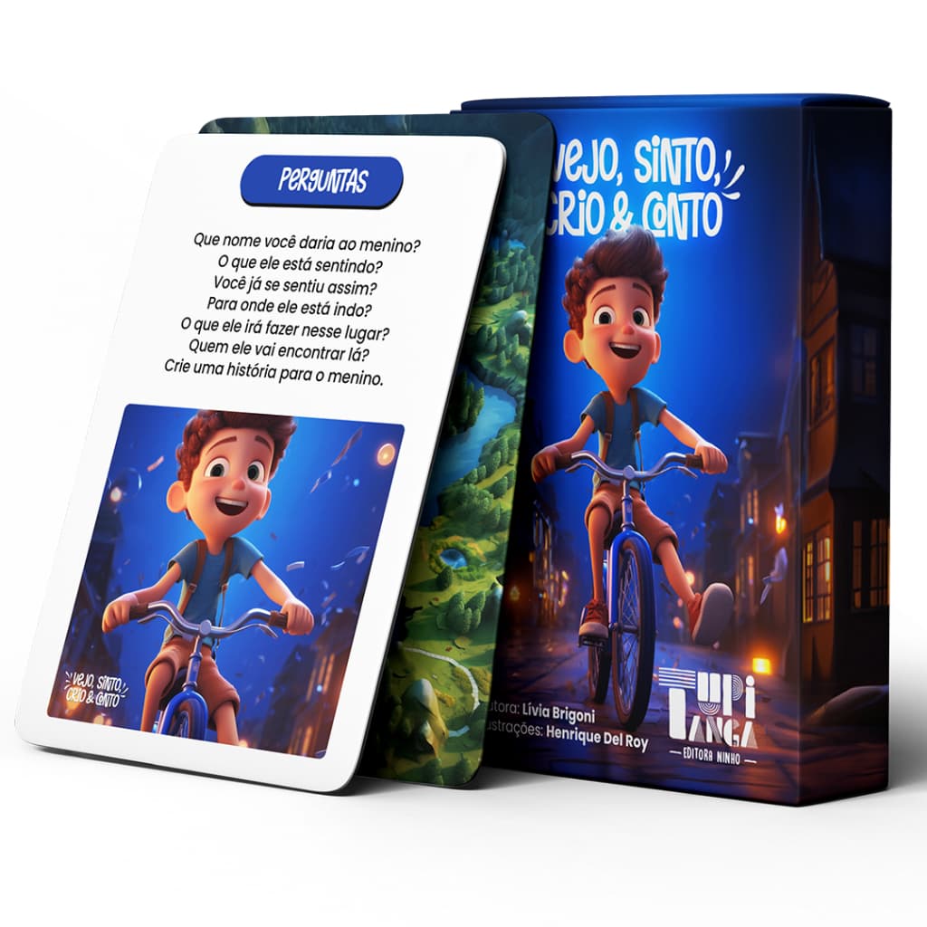 Jogo de Cartas Baralho Educativo Psicologia Infantil Emoções Terapia Escolar Professor Psicólogo Vejo Sinto Crio e Conto